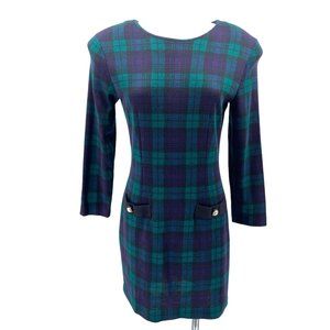 Vintage Marnie West‎ dark academia plaid sheath mini dress size small